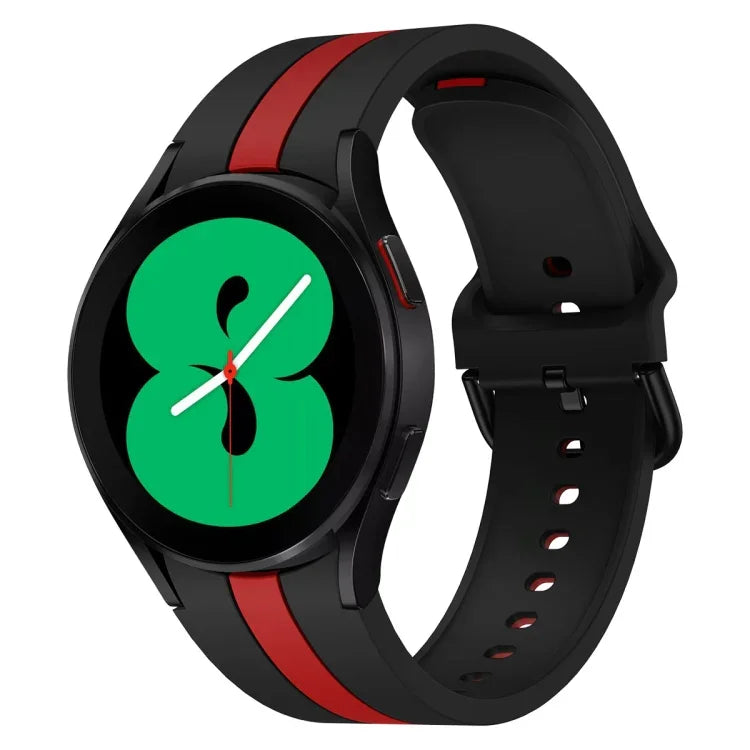 For Samsung Galaxy Watch4 40/44mm / Watch4 Classic 42/46mm Three Vertical Stripes Two-color Silicone Watch Band