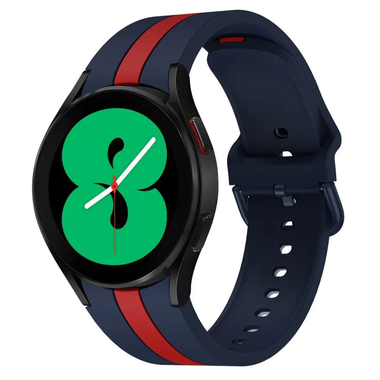 For Samsung Galaxy Watch4 40/44mm / Watch4 Classic 42/46mm Three Vertical Stripes Two-color Silicone Watch Band