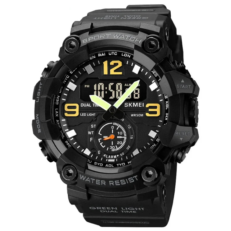 SKMEI 1965 Stainless Steel Buckle PU Strap Waterproof Electronic Watch