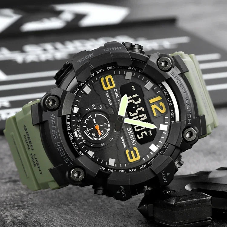 SKMEI 1965 Stainless Steel Buckle PU Strap Waterproof Electronic Watch