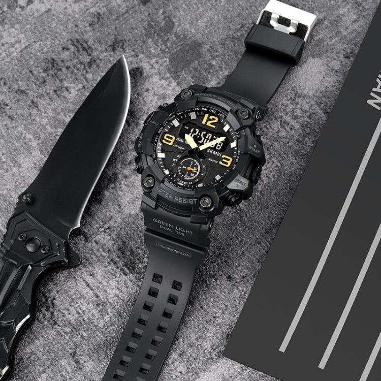 SKMEI 1965 Stainless Steel Buckle PU Strap Waterproof Electronic Watch