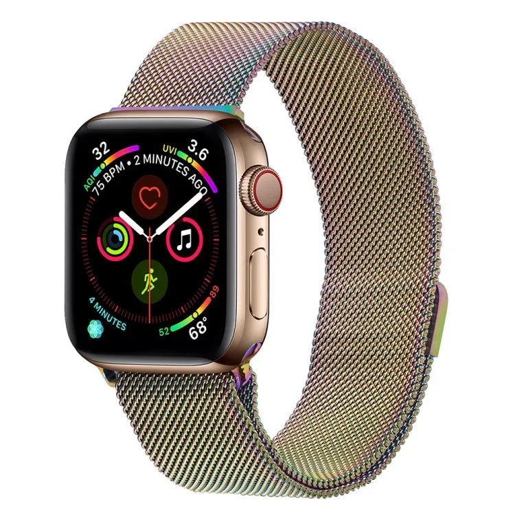 Milanese Stainless Steel Watch Band For Apple Watch Series, 7 45mm / 6&SE&5&4 44mm / 3&2&1 42mm, 7 41mm / 6&SE&5&4 40mm / 3&2&1 38mm