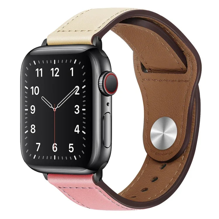 PU Leather Black Buckle Watch Band For Apple Watch Series, 7 45mm / 6&SE&5&4 44mm / 3&2&1 42mm, 7 41mm / 6&SE&5&4 40mm / 3&2&1 38mm