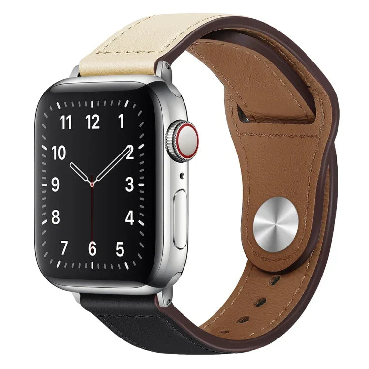 PU Leather Silver Buckle Watch Band For Apple Watch Series, 7 45mm / 6&SE&5&4 44mm / 3&2&1 42mm, 7 41mm / 6&SE&5&4 40mm / 3&2&1 38mm