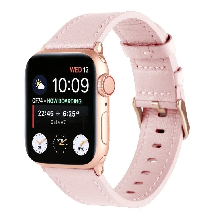 Universal Genuine Leather Watch Band For Apple Watch Series, 7 45mm / 6&SE&5&4 44mm / 3&2&1 42mm, 7 41mm / 6&SE&5&4 40mm / 3&2&1 38mm
