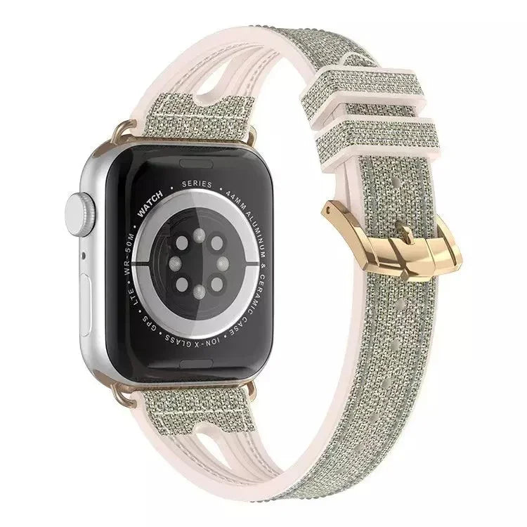 Slim Glitter Watch Band For Apple Watch Series, 7 45mm / 6&SE&5&4 44mm / 3&2&1 42mm, 7 41mm / 6&SE&5&4 40mm / 3&2&1 38mm
