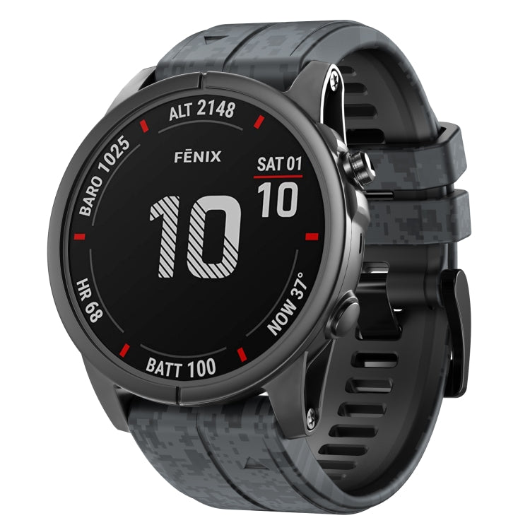 Camouflage Silicone Watch Band, For Garmin Fenix 7, For Garmin Fenix 7X