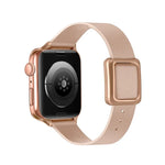 Magnetic Rose Gold Square Buckle Watch Band For Apple Watch Series, 7 45mm / 6&SE&5&4 44mm / 3&2&1 42mm, 7 41mm / 6&SE&5&4 40mm / 3&2&1 38mm