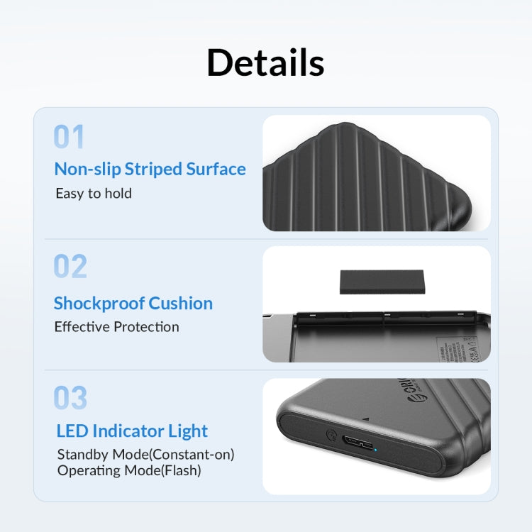 ORICO 25PW1-U3 2.5 inch External Storage Hard Drive Case, 25PW1-U3, 25PW1-C3, 25PW1C-C3
