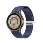 Folding Silver Buckle Silicone Watch Band, For Samsung Galaxy Watch5 40&44mm / Pro 45mm