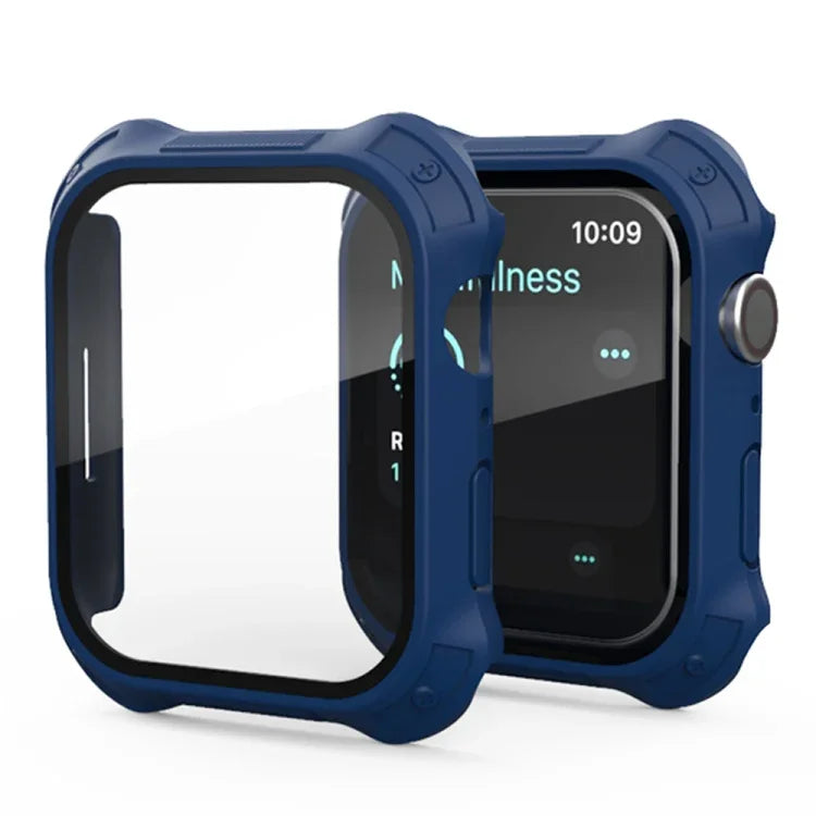 2 in 1 Frosted PC Frame + Screen Tempered Glass Film Protective Case, For Apple Watch Series 9 / 8 / 7 45mm, For Apple Watch Series 9 / 8 / 7 41mm