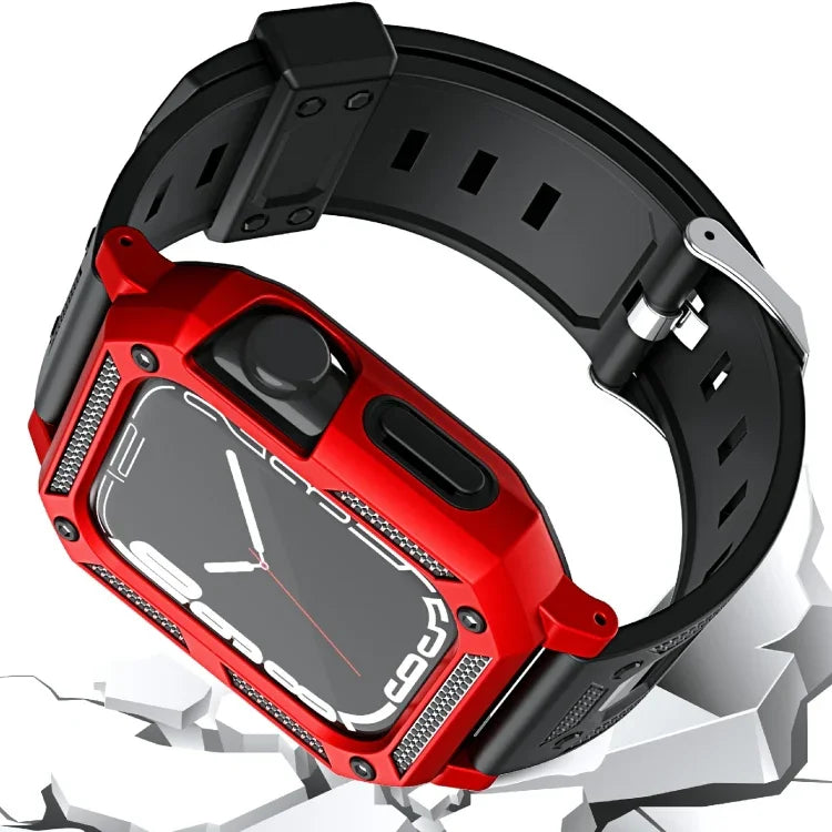 Military Silicone Watch Band + Watch Case Set, For Apple Watch Series 9/8/7 45mm, For Apple Watch Series 9/8/7 41mm