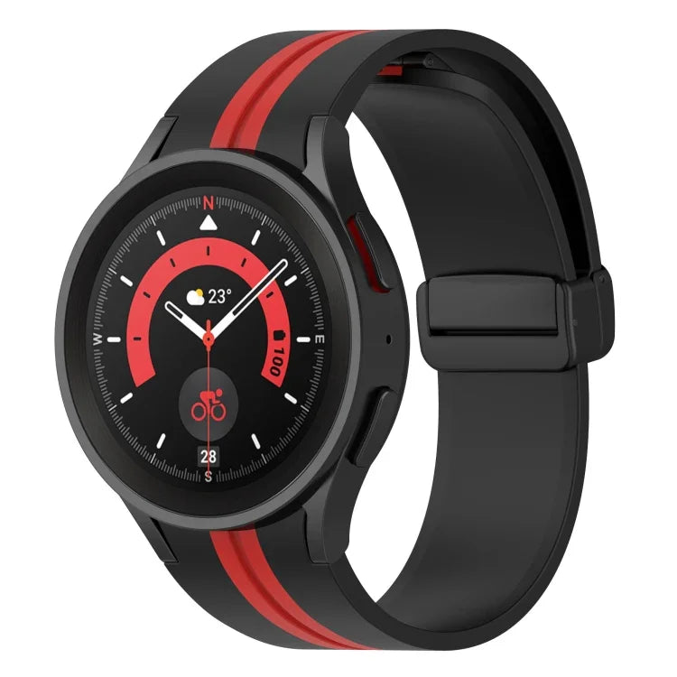 Two-color Stripe Silicone Watch Band, For Samsung Galaxy Watch5 Pro