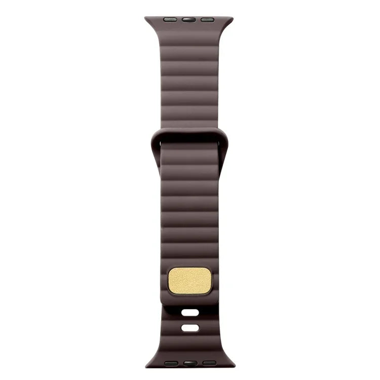 Breathable silicone watch strap for Apple Watch in brown color, featuring a comfortable and adjustable design.