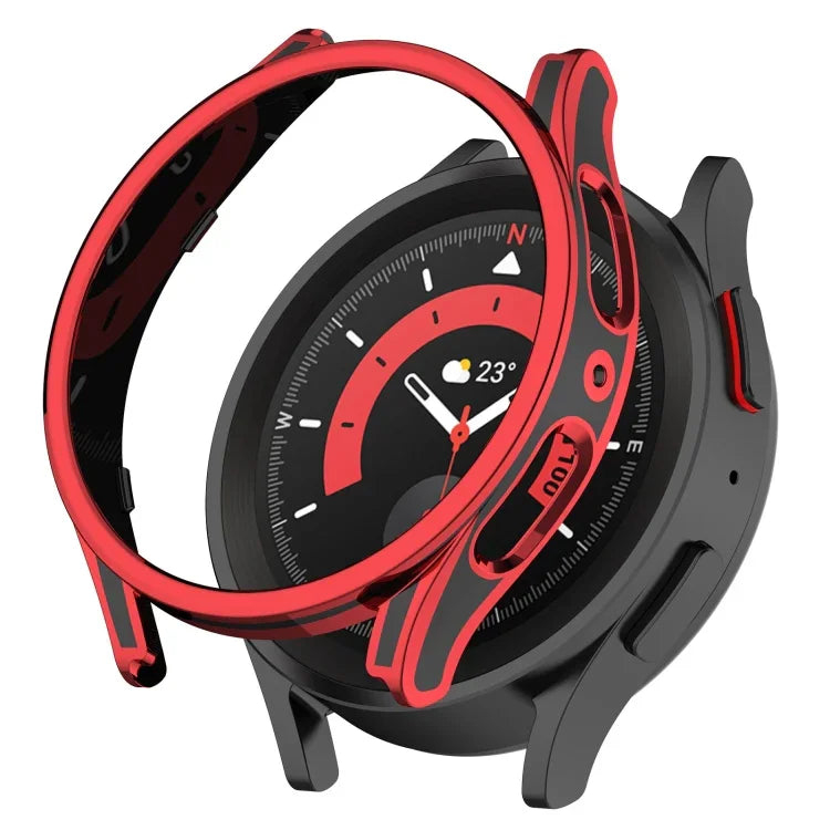 Hanging Sculpture Two-color Protective Watch Case with Tempered Glass Film, For Samsung Galaxy Watch5 Pro 45mm, For Samsung Galaxy Watch5 40mm, For Samsung Galaxy Watch5 44mm, For Samsung Galaxy Watch4 40mm, For Samsung Galaxy Watch4 44mm