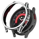 Hanging Sculpture Two-color Protective Watch Case with Tempered Glass Film, For Samsung Galaxy Watch5 Pro 45mm, For Samsung Galaxy Watch5 40mm, For Samsung Galaxy Watch5 44mm, For Samsung Galaxy Watch4 40mm, For Samsung Galaxy Watch4 44mm
