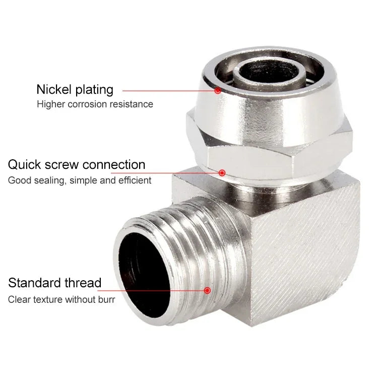 PL8-02 LAIZE Nickel Plated Copper Trachea Quick Fitting Lock Female Connector, PL4-M5, PL4-01, PL4-02, PL6-M5, PL6-01, PL6-02, PL8-01, PL8-02