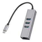 SL-030 USB-C / Type-C to Gigabit Ethernet RJ45 & 3 x USB 3.0 Adapter Converter HUB, USB-C / Type-C to RJ45 & 3 x USB
