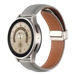 Folding Buckle Genuine Leather Watch Band, For Samsung Galaxy Watch 5