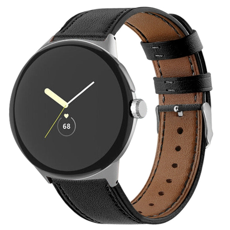 Round Tail Genuine Leather Watch Band, For Google Pixel Watch 4 / 3 / 2 / 1 41mm