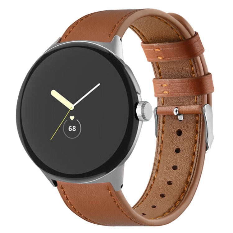 Round Tail Genuine Leather Watch Band, For Google Pixel Watch 4 / 3 / 2 / 1 41mm