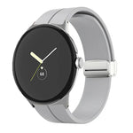 Solid-color Folding Buckle Silicone Watch Band, For Google Pixel Watch 4 / 3 / 2 / 1 41mm
