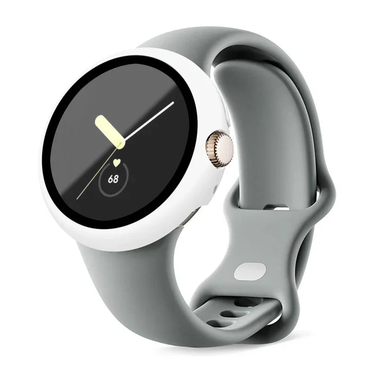 Frosted PC Frame Tempered Film Integrated Watch Protective Case, For Google Pixel Watch