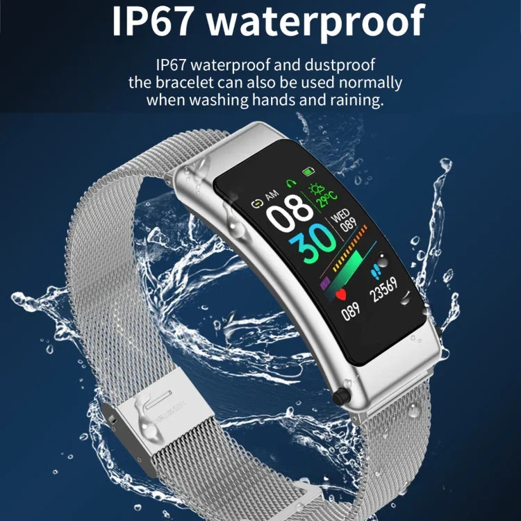 K50 1.08 inch Steel Band Earphone Detachable IP67 Waterproof Smart Watch Support Bluetooth Call, Steel Band (Black), Steel Band (Gold), Steel Band
