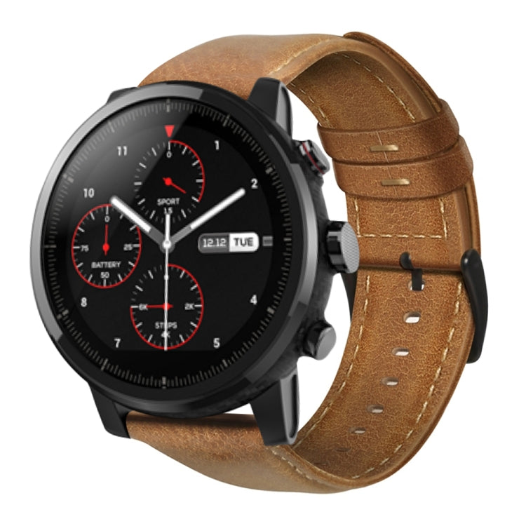 Oil Wax Genuine Leather Watch Band, For Amazfit 2 Stratos, For Ticwatch Pro / E2 / S2, For Pebble Gen 1, For Pebble Time