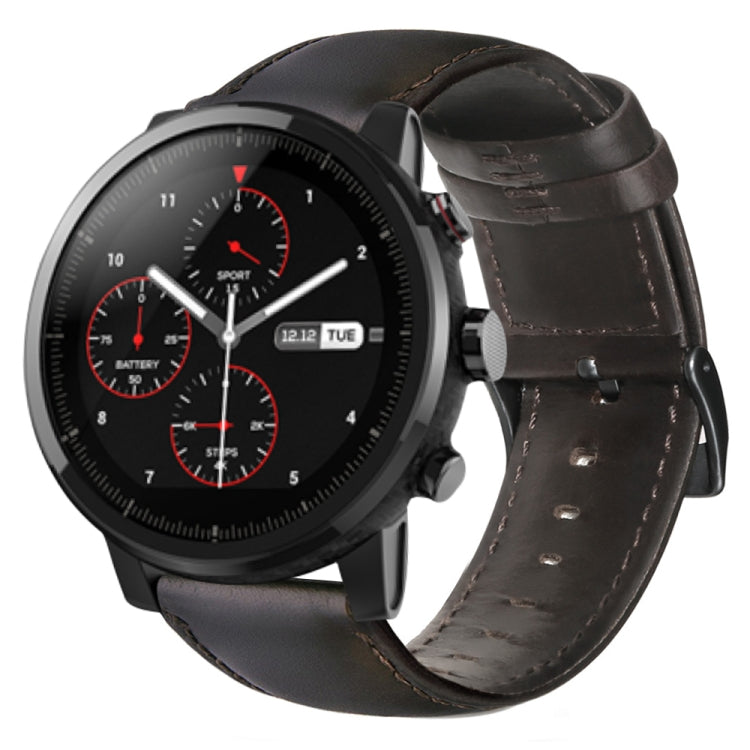 Oil Wax Genuine Leather Watch Band, For Amazfit 2 Stratos, For Ticwatch Pro / E2 / S2, For Pebble Gen 1, For Pebble Time