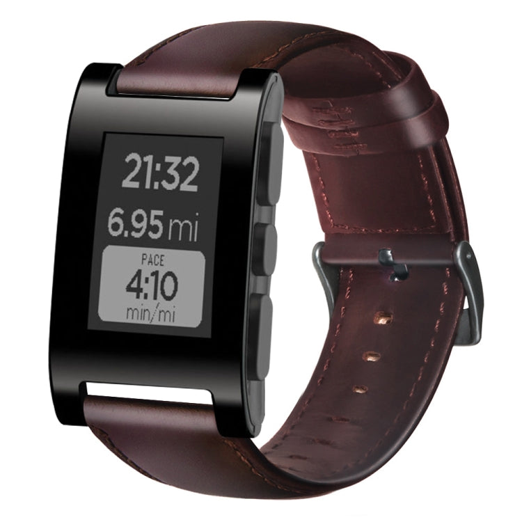 Oil Wax Genuine Leather Watch Band, For Amazfit 2 Stratos, For Ticwatch Pro / E2 / S2, For Pebble Gen 1, For Pebble Time