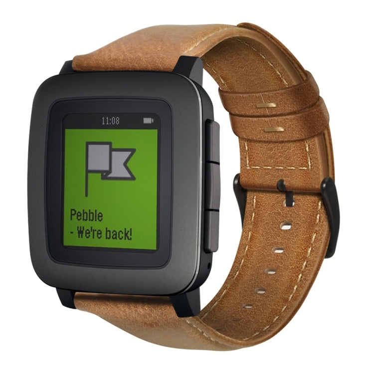 Oil Wax Genuine Leather Watch Band, For Amazfit 2 Stratos, For Ticwatch Pro / E2 / S2, For Pebble Gen 1, For Pebble Time