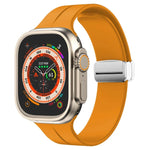 Magnetic Fold Clasp Silicone Watch Band, For Apple Watch Series 8&7 45mm, For Apple Watch Series 8&7 41mm