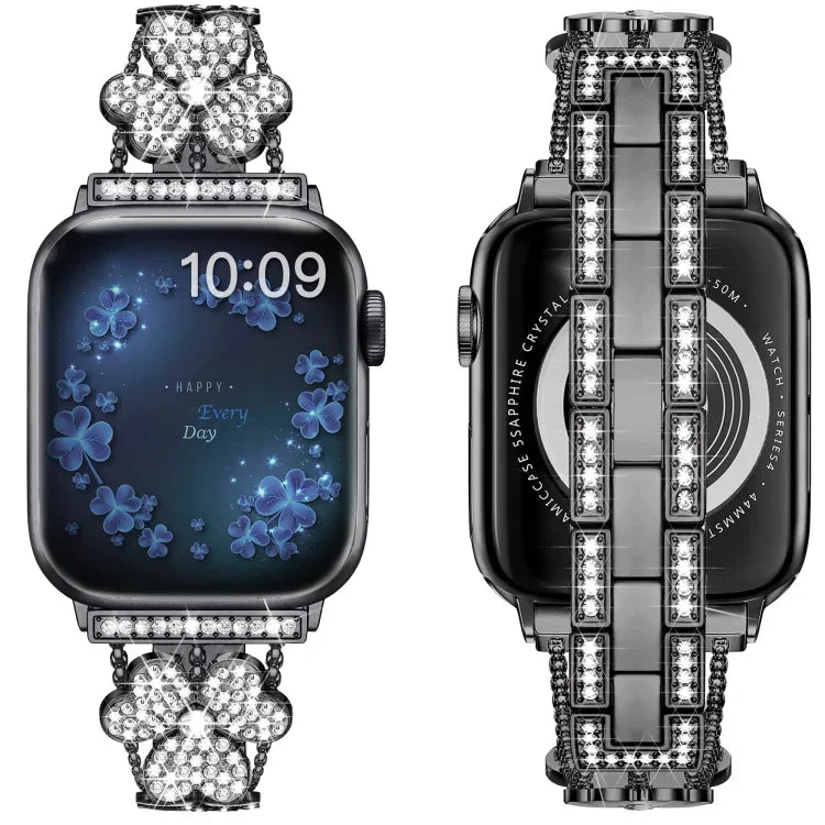 3-Leaf Clover Diamond Watch Band, For Apple Watch Series 8&7 45mm, For Apple Watch Series 8&7 41mm