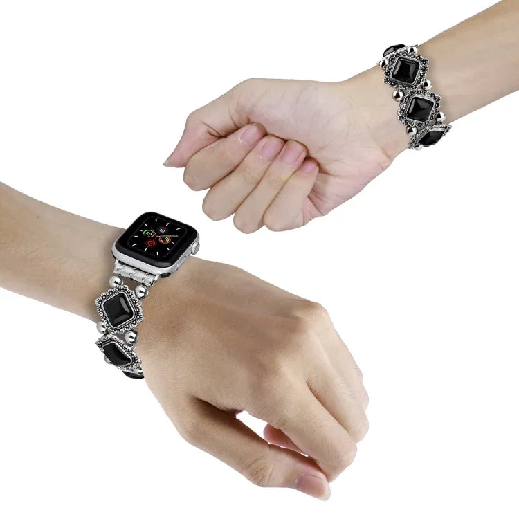 Retro Pine Stone Metal Watch Band, For Apple Watch Ultra 49mm / Series 8&7 45mm / SE 2&6&SE&5&4 44mm / 3&2&1 42mm, For Apple Watch Series 8&7 41mm / SE 2&6&SE&5&4 40mm / 3&2&1 38mm