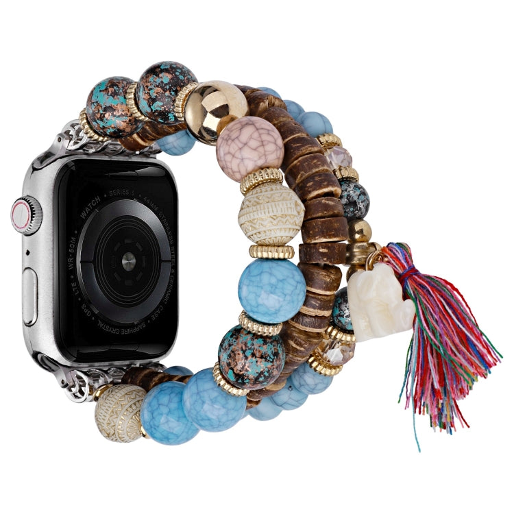 Beads Elephant Pendant Watch Band, For Apple Watch 7 41mm, For Apple Watch 7 45mm, For Apple Watch SE 40mm, For Apple Watch SE 44mm, For  Apple Watch 6 40mm, For  Apple Watch 6 44mm, For Apple Watch 5 44mm, For  Apple Watch 5 40mm, ForApple Watch 4 44m...