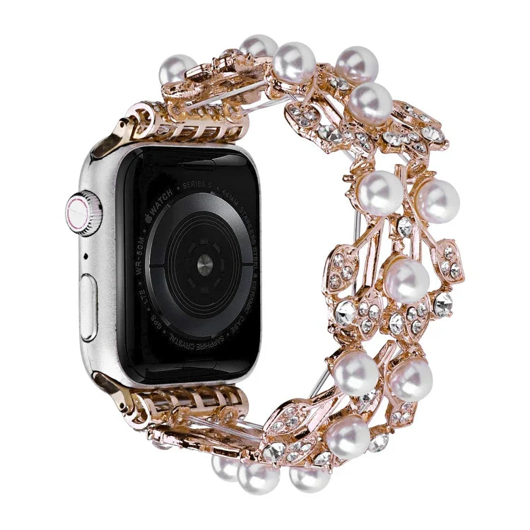 Four-leaf Bead Metal Watch Band, For Apple Watch 6 40mm, For Apple Watch 6 44mm, For Apple Watch 5 44mm, For Apple Watch 5 40mm, For Apple Watch 4 44mm, For Apple Watch 4 40mm, For Apple Watch 3 38mm, For Apple Watch 3 42mm, For Apple Watch 2 42mm     ...