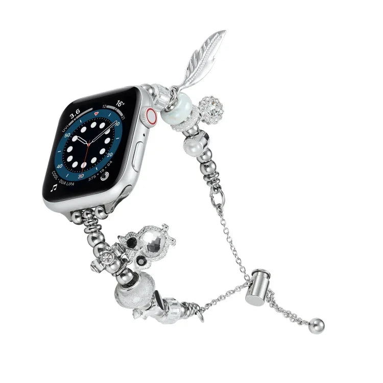 Bead Bracelet Metal Watch Band, For Apple Watch 38mm