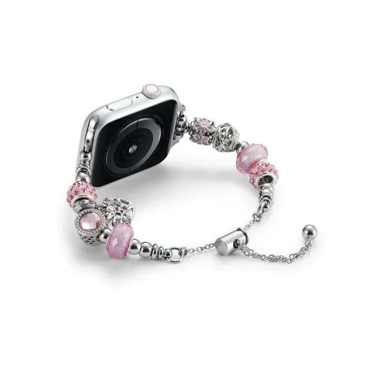 Bead Bracelet Metal Watch Band, For Apple Watch Series 10 46mm, For Apple Watch Series 10 42mm, For Apple Watch SE 2023 44mm, For Apple Watch SE 2023 40mm, For Apple Watch Ultra 2 49mm, For Apple Watch 9 45mm, For Apple Watch 9 41mm                    ...