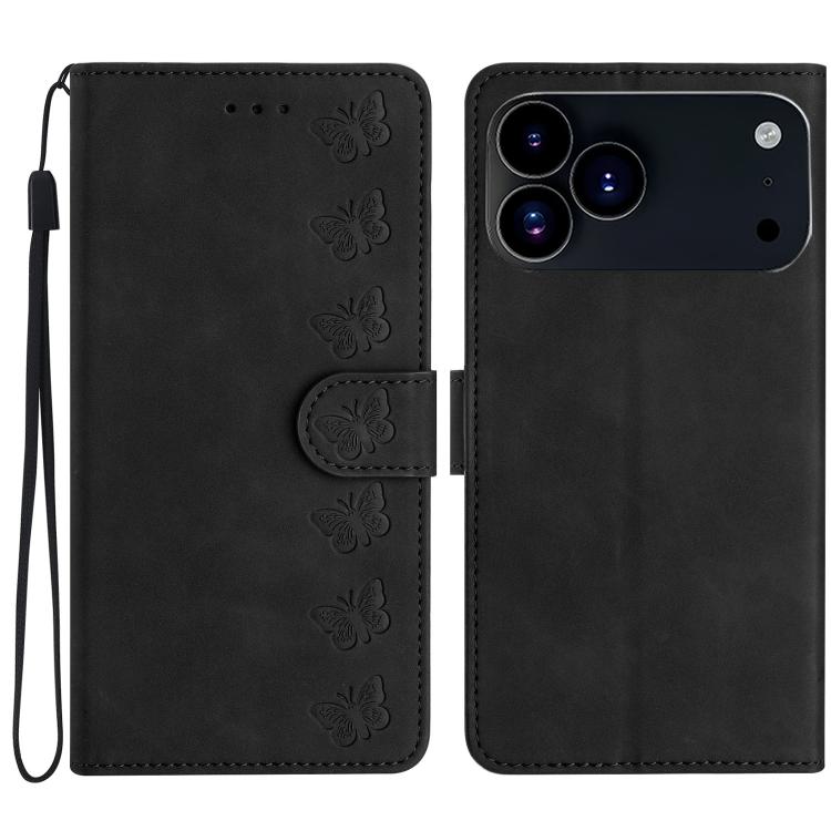 Seven Butterflies Embossed Leather Phone Case, For iPhone 16e / 17e, For iPhone 17 Pro Max, For iPhone 17 Pro, For iPhone 17, For iPhone Air, For iPhone 16 Pro Max, For iPhone 16 Pro, For iPhone 16 Plus