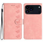 Seven Butterflies Embossed Leather Phone Case, For iPhone 16e / 17e, For iPhone 17 Pro Max, For iPhone 17 Pro, For iPhone 17, For iPhone Air, For iPhone 16 Pro Max, For iPhone 16 Pro, For iPhone 16 Plus