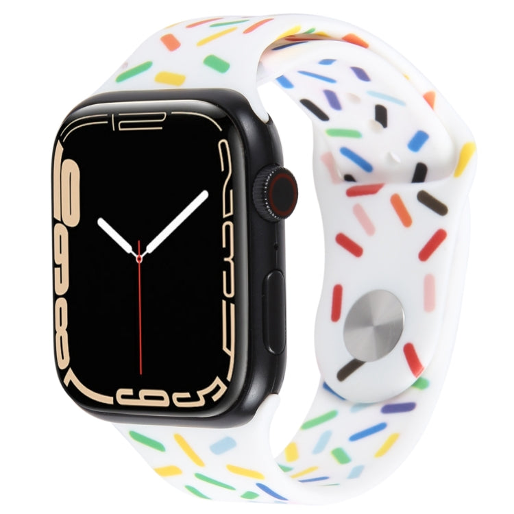 Rainbow Raindrops Silicone Watch Band, For Apple Watch 8 45mm, For Apple Watch Ultra 2 49mm, For Apple Watch 9 45mm, For Apple Watch SE 2022 40mm