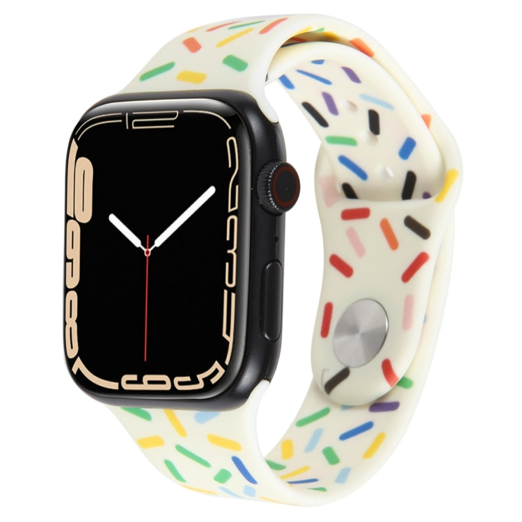 Rainbow Raindrops Silicone Watch Band, For Apple Watch 8 45mm, For Apple Watch Ultra 2 49mm, For Apple Watch 9 45mm, For Apple Watch SE 2022 40mm