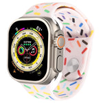 Rainbow Raindrops Silicone Watch Band, For Apple Watch Ultra 49mm, For Apple Watch SE 2023 44mm, For Apple Watch 8 41mm, For Apple Watch SE 2023 40mm