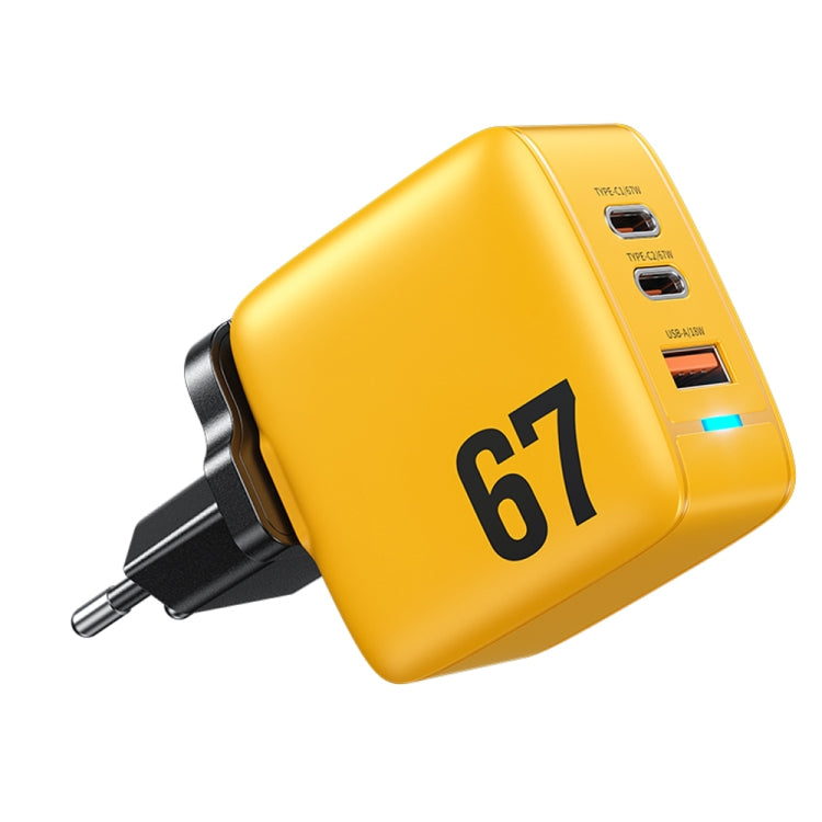 WK WP-U141 67W USB+Double USB-C / Type-C GaN Charger, CN Plug, US Plug, EU Plug, UK Plug