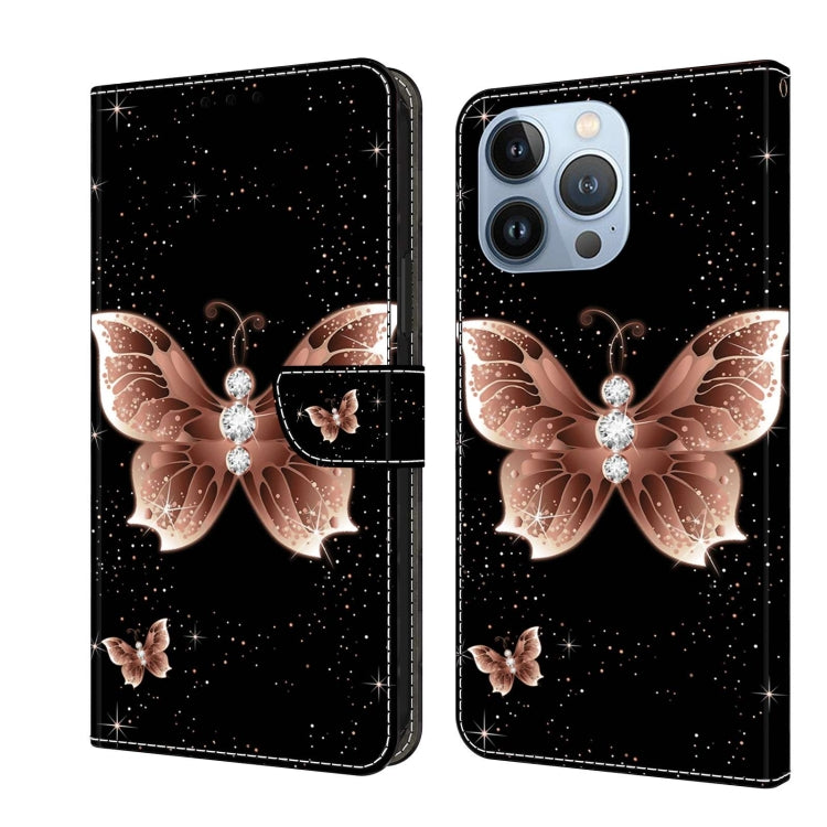 Crystal 3D Shockproof Protective Leather Phone Case, For iPhone 14 Pro Max, For iPhone 15