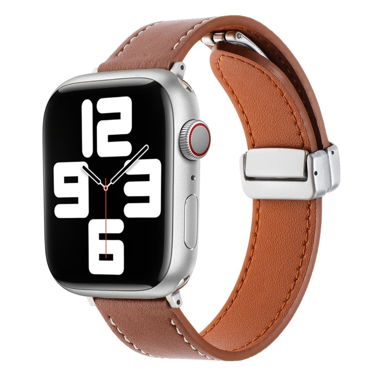 Magnetic Buckle Skin Feel Leather Watch Band, For Apple Watch SE 2023 44mm, For Apple Watch Ultra 49mm, For Apple Watch SE 2023 40mm, For Apple Watch SE 2022 40mm, For Apple Watch Serie 9 41mm, For Apple Watch SE 2022 44mm