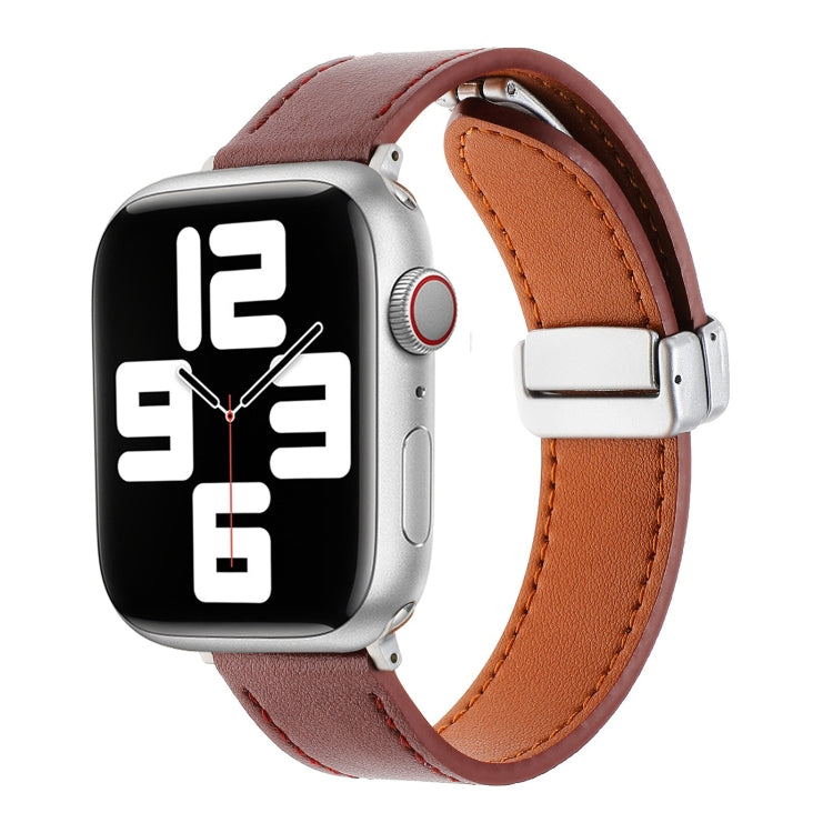 Magnetic Buckle Skin Feel Leather Watch Band, For Apple Watch Serie 6 40mm, For Apple Watch Serie 6 44mm, For Apple Watch Serie 5 44mm, For Apple Watch Serie 5 40mm, For Apple Watch Serie 4 44mm, For Apple Watch 42mm
