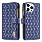Diamond Lattice Zipper Wallet Leather Flip Phone Case, For iPhone 18 Pro/17 Pro, For iPhone 18 Pro Max/17 Pro Max, For iPhone 17, For iPhone 17 Air, For iPhone 16 Pro Max, For iPhone 16 Pro, For iPhone 16 Plus, For iPhone 16