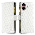 Diamond Lattice Zipper Wallet Leather Flip Phone Case, For iPhone 18 Pro/17 Pro, For iPhone 18 Pro Max/17 Pro Max, For iPhone 17, For iPhone 17 Air, For iPhone 16 Pro Max, For iPhone 16 Pro, For iPhone 16 Plus, For iPhone 16